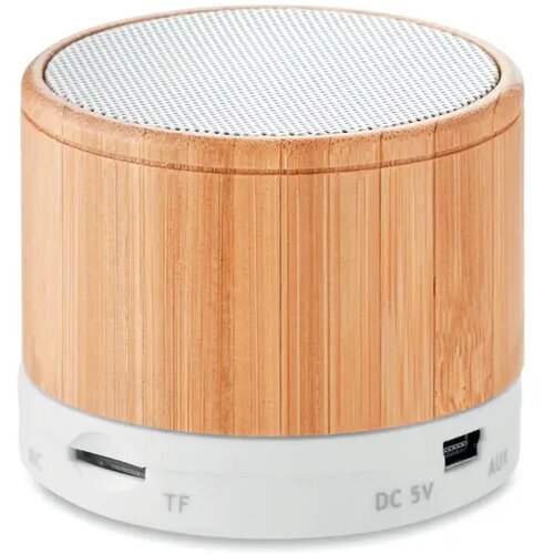 Ronde speaker met bamboe Wit