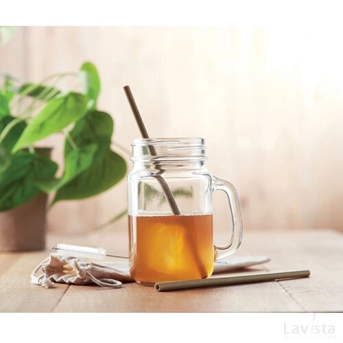 Bamboo rietjes en borstel set Natural straw