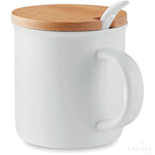 Mok met lepel Kenya wit