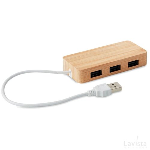 Usb hub bamboe 3 poorten Vina hout