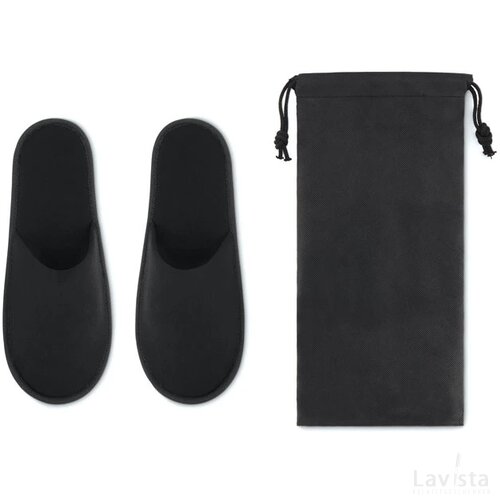 Hotelslippers in pouch Flip flap zwart