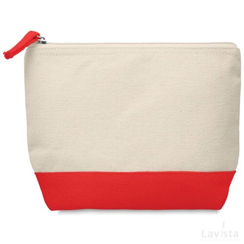 2-kleurige katoenen toilettas Kleuren rood