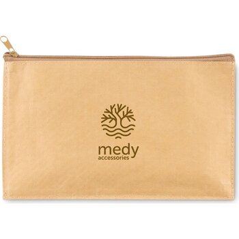 Platte etui van woven papier Beige