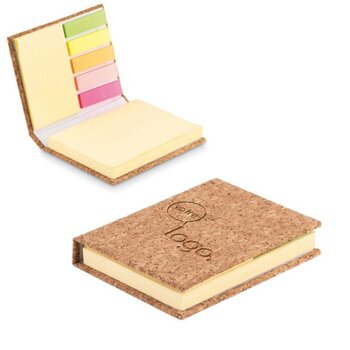 Kurk boekje met post-its Beige