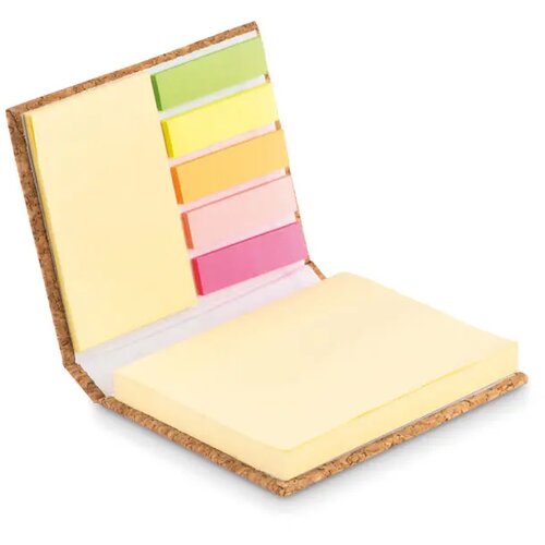 Kurk boekje met post-its Beige
