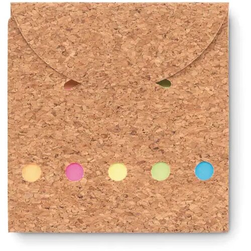 Kurk memoboekje met sticky notes Beige