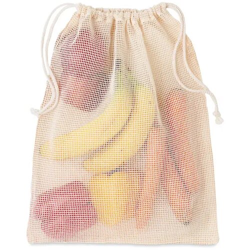 Katoen mesh voedselzak Veggie beige