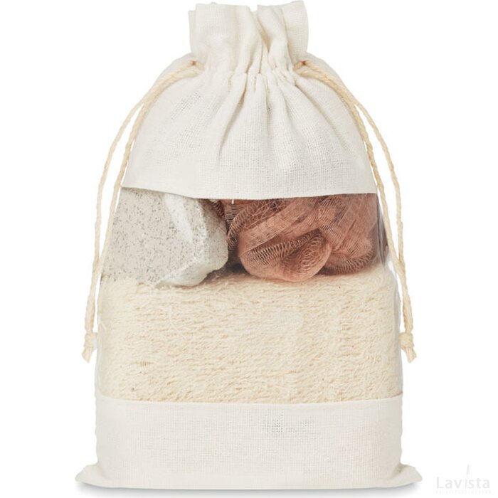 Badset in katoenen pouch Cuida set beige