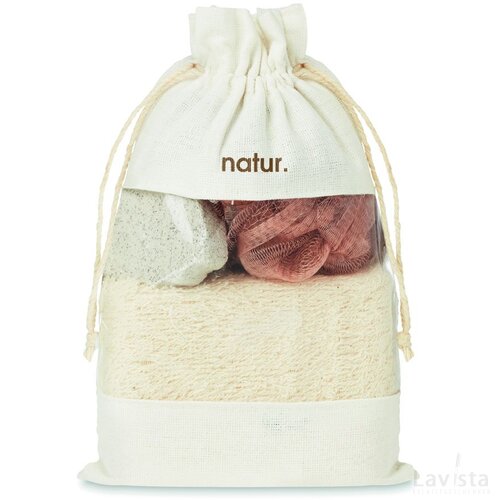 Badset in katoenen pouch Beige