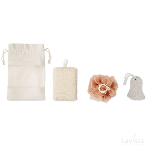 Badset in katoenen pouch Beige