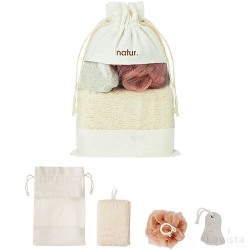 Badset in katoenen pouch Beige