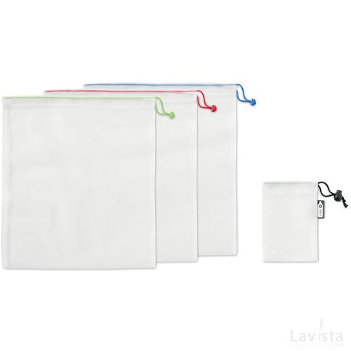 Set van 3 rpet fruitzakken Veggie set rpet wit