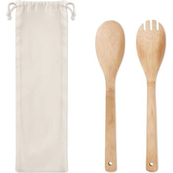 Bamboe saladebestek Mayen set beige