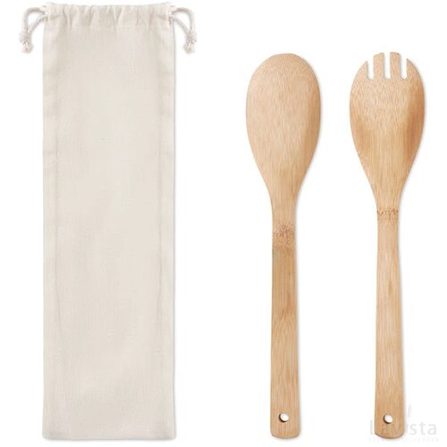 Bamboe saladebestek Mayen set beige