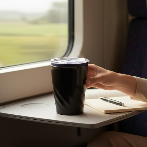 Enkelwandige thermosbeker (350 ml) Zwart