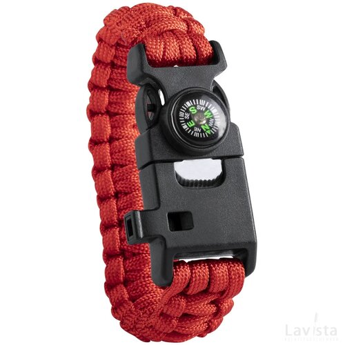 Survival Armband Met Kompas Rood