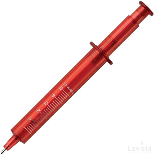 Balpen spuit transparant transparant rood