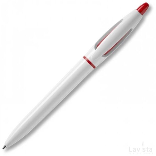 Balpen S! hardcolour wit / rood