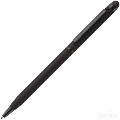 Balpen metaal stylus rubberised Zwart