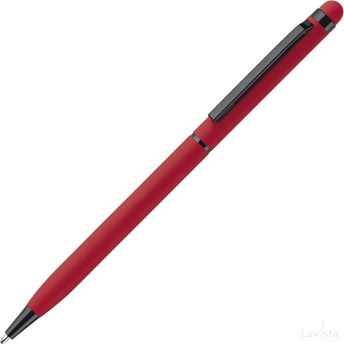 Balpen metaal stylus rubberised rood