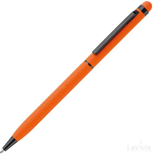 Balpen metaal stylus rubberised oranje