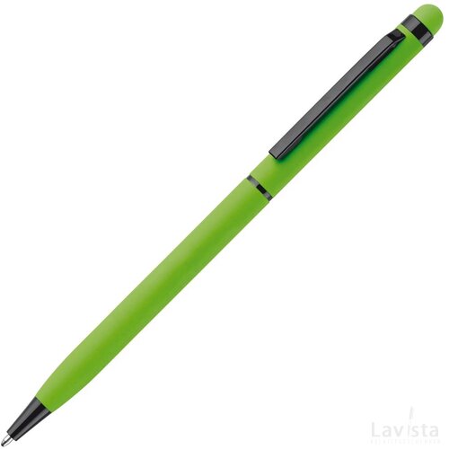 Balpen metaal stylus rubberised licht groen