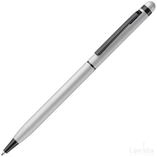 Balpen metaal stylus rubberised zilver