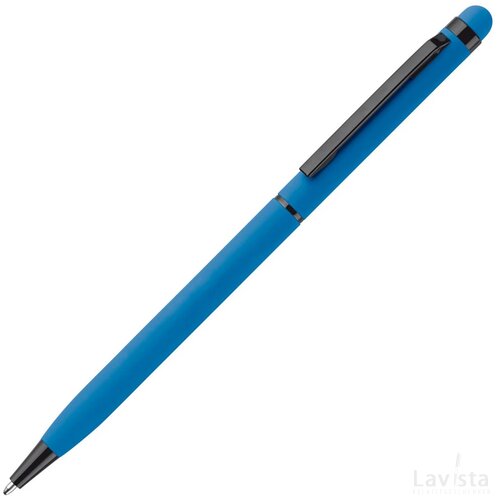 Balpen metaal stylus rubberised blauw