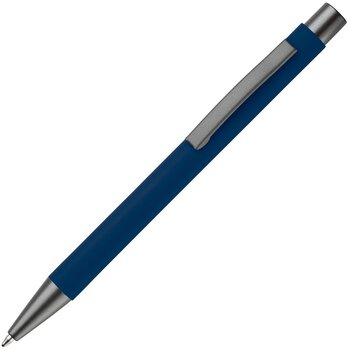 Balpen metaal New York rubberised donker blauw
