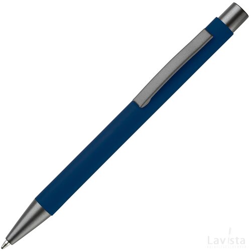 Balpen metaal New York rubberised donker blauw