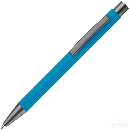 Balpen metaal New York rubberised lichtblauw