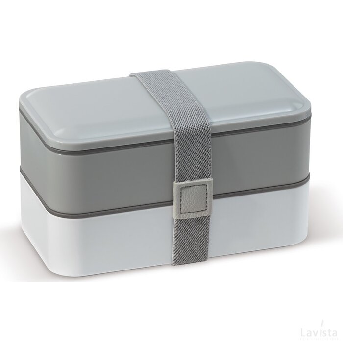 Lunchbox Bento met bestek 1250ml grijs / wit