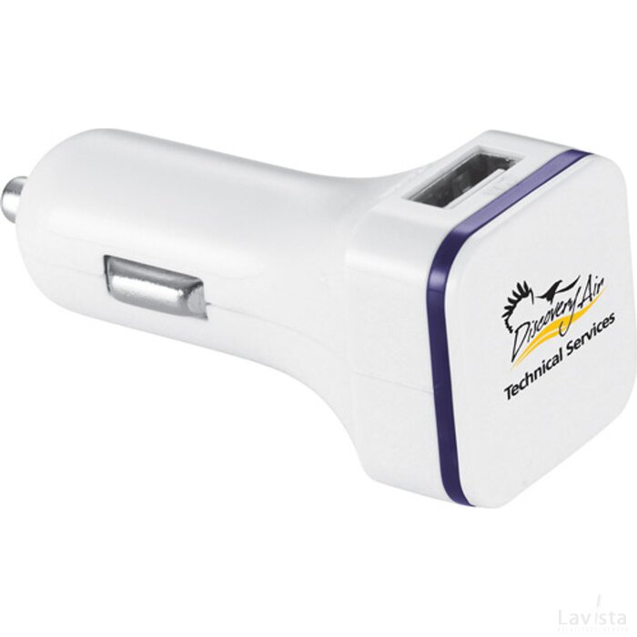 Autolader 2,1A wit / blauw