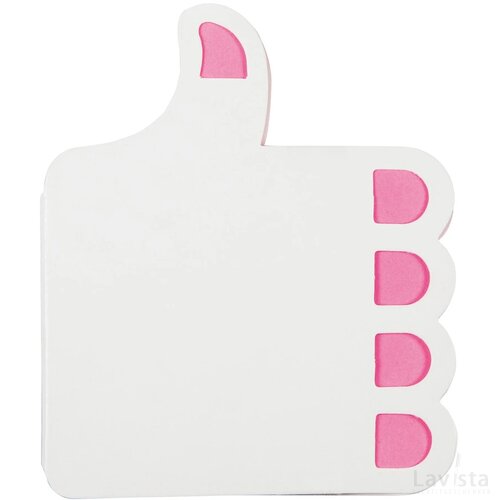 Zelfklevende memoblaadjes Thumbs-up wit / donker roze