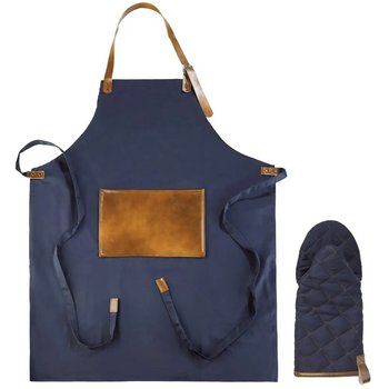 Bbq schort en want donker blauw Bbq schort en want donker blauw