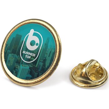 Badge metalen pin Ø20mm goud satijn