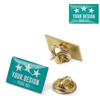 Badge metalen pin 19x13mm goud satijn