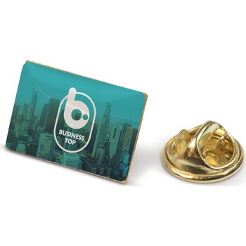 Badge metalen pin 19x13mm goud satijn