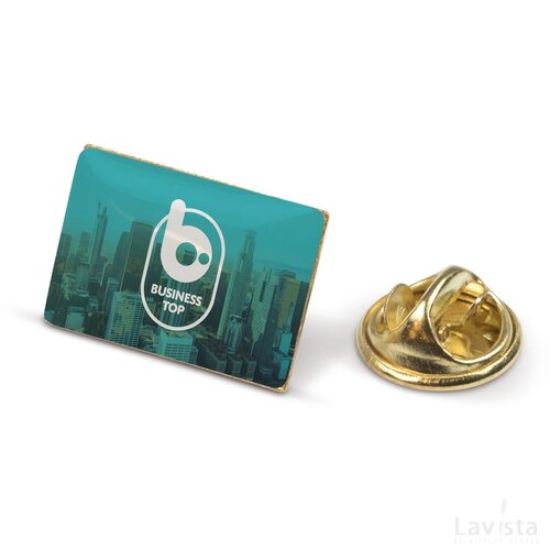 Badge metalen pin 19x13mm goud satijn