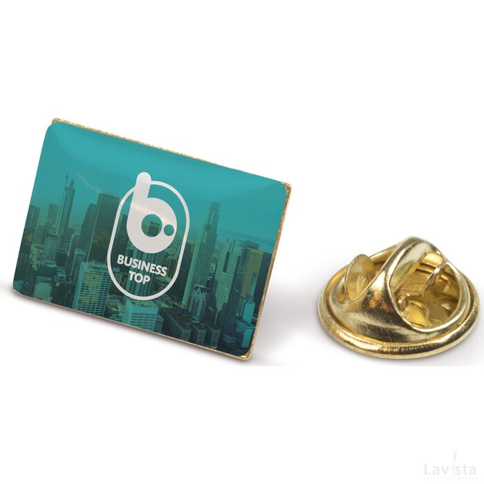 Badge metalen pin 19x13mm goud satijn