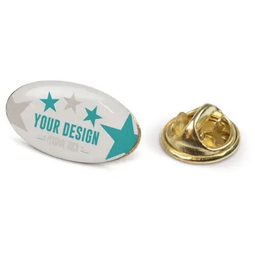 Badge metalen pin 20x12mm goud satijn