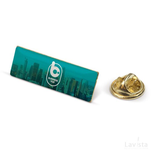Badge metalen pin 30x10mm goud satijn