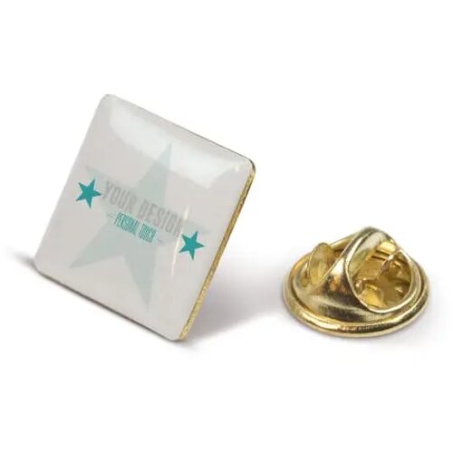 Badge metalen pin 15x15mm goud satijn