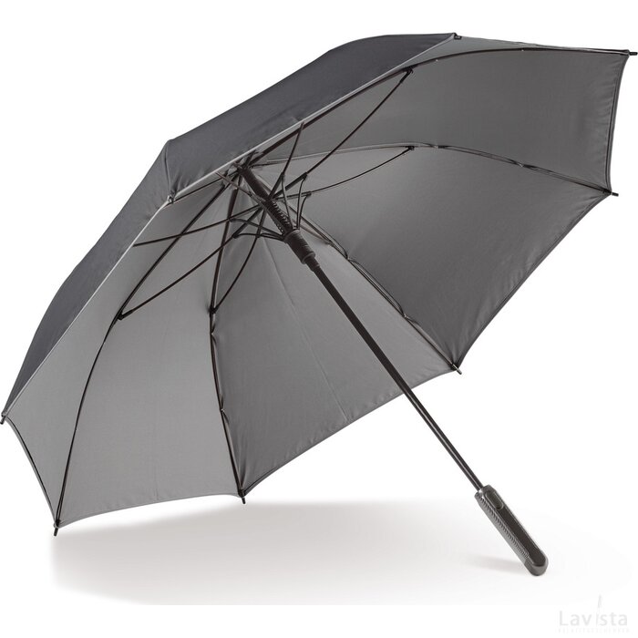 Deluxe dubbellaagse paraplu 25" auto open zwart / grijs
