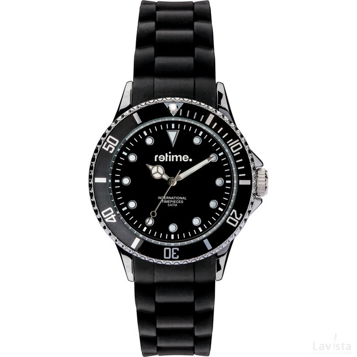 Polshorloge Retime-Sport Chroom, zwart, wit