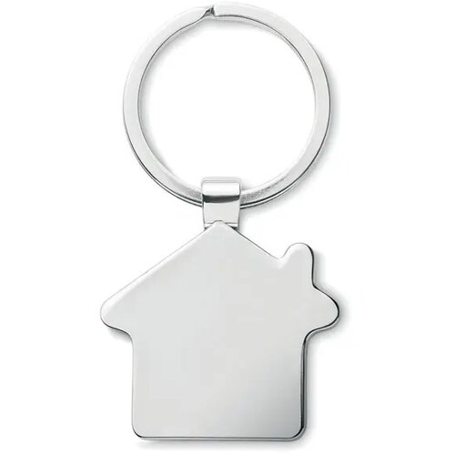 Huisvormige sleutelhanger met bamboe inlay Bruin