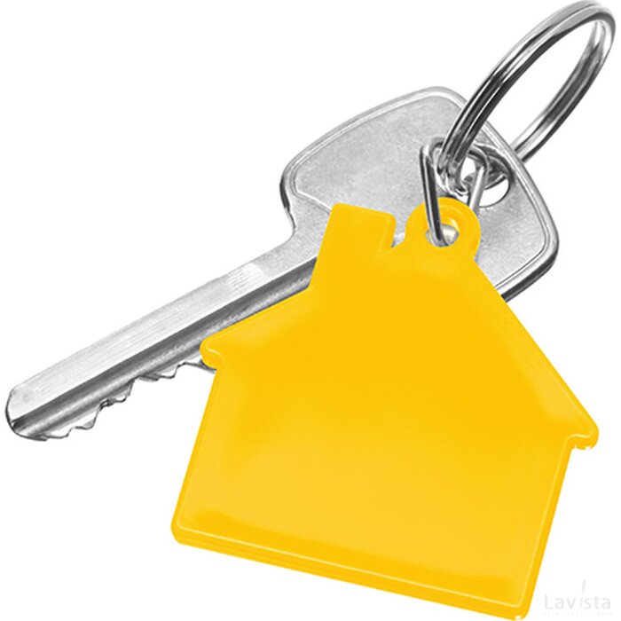 Sleutelhanger huis geel