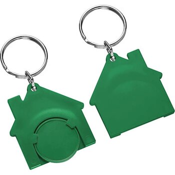 Sleutelhanger huis met winkelwagenmuntje groen