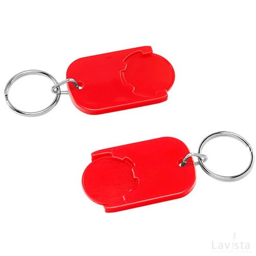 Sleutelhanger winkelwagenmuntje rood