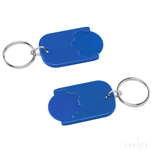 Sleutelhanger winkelwagenmuntje blauw